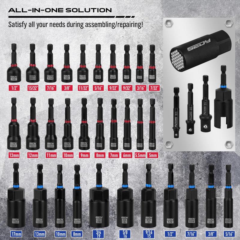 🛠️  80-Piece Magnetic Impact Nut Driver Set Metric & SAE