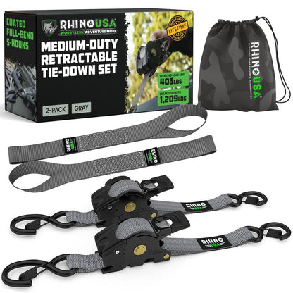 1" x 10' Retractable Ratchet Straps