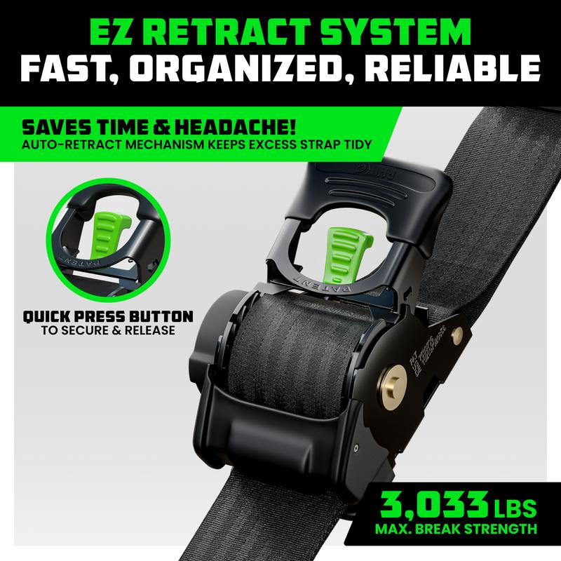 🛠️ 2" x 10' Retractable Ratchet Straps