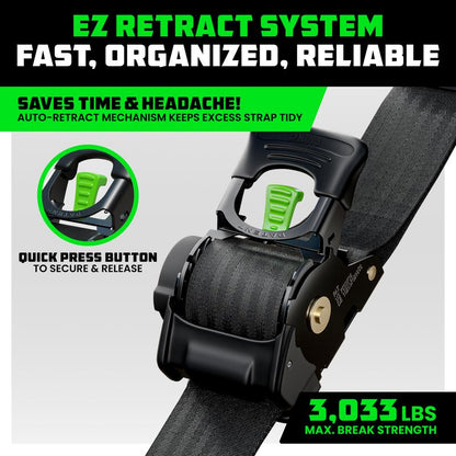 🛠️ 2" x 10' Retractable Ratchet Straps