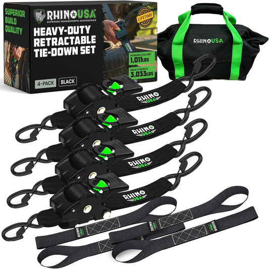 1" x 10' Retractable Ratchet Straps