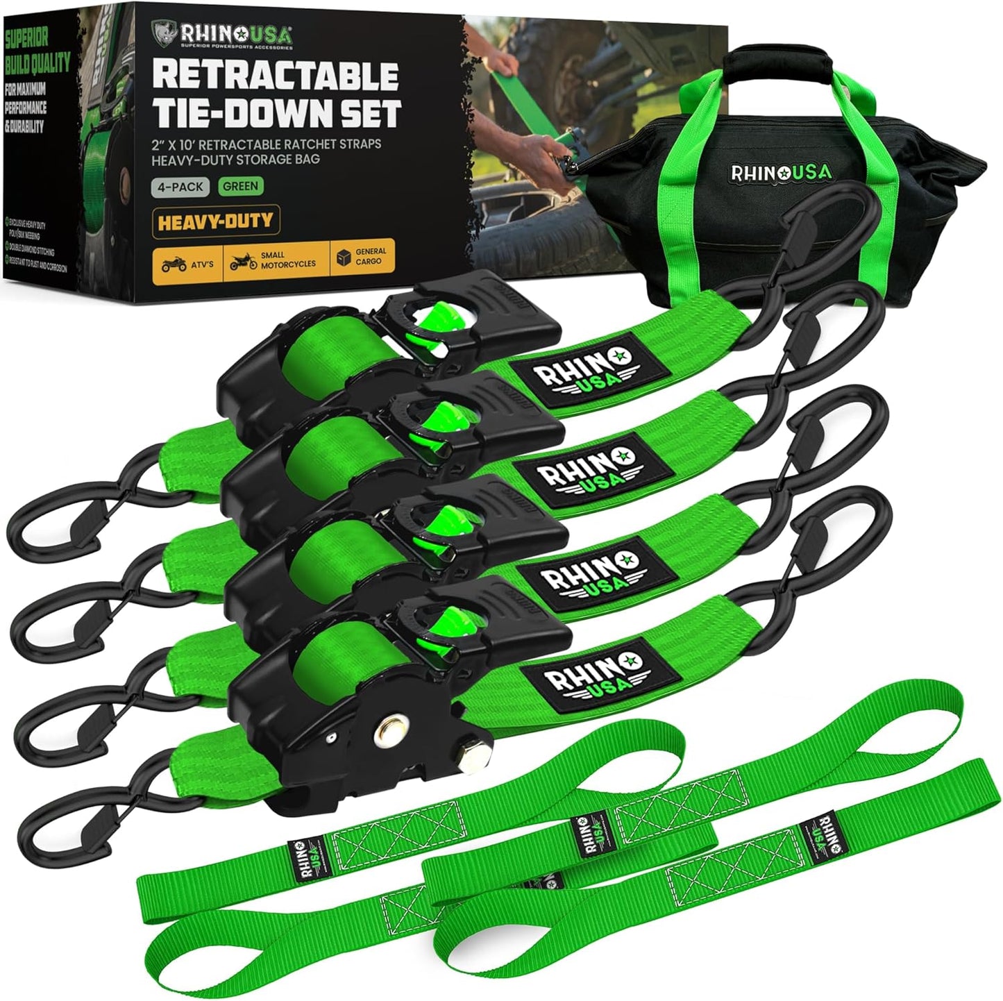 1" x 10' Retractable Ratchet Straps
