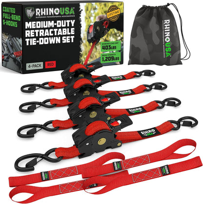 1" x 10' Retractable Ratchet Straps