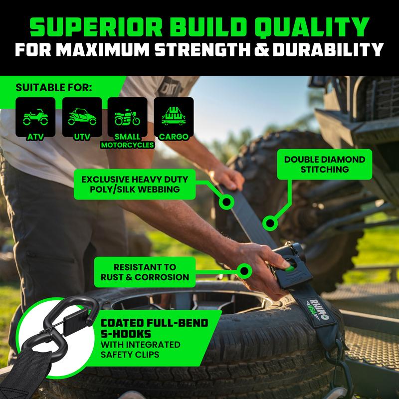 🛠️ 2" x 10' Retractable Ratchet Straps