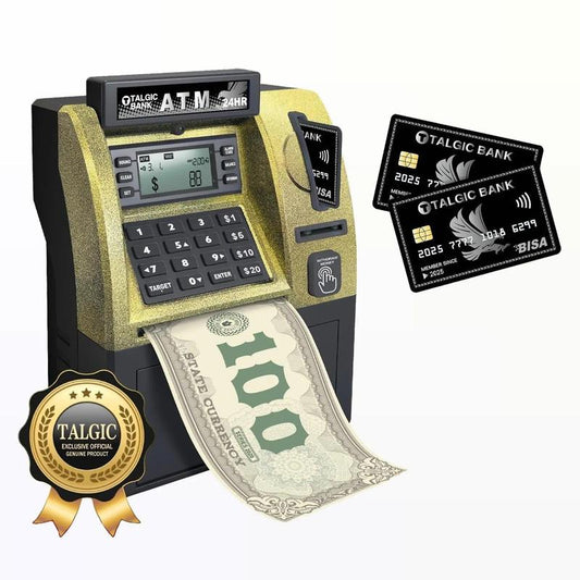 Zelmirio™ MagicMart Piggy bank Toy, a fun, interactive way to teach kids about money savings. With a realistic ATM keypad, password security, and the ability to save both coins and bills, it’s perfect for birthdays, holidays